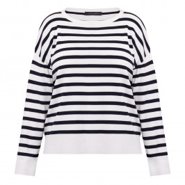 Elena Miro Breton Stripe Sweater Navy and White  - Plus Size Collection