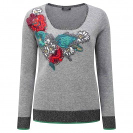 ELENA MIRO EMBROIDERED WOOL BLEND SWEATER - Plus Size Collection