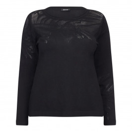 ELENA MIRO BLACK MESH DETAIL SWEATER - Plus Size Collection