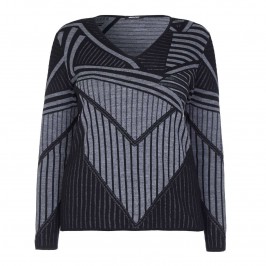 ELENA MIRO monochrome v-neck SWEATER - Plus Size Collection