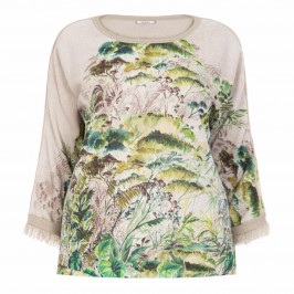 ELENA MIRO BOTANICAL PRINT LUREX SWEATER - Plus Size Collection