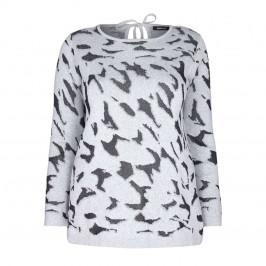 ELENA MIRO PRINT SILVER LUREX INTARSIA SWEATER  - Plus Size Collection