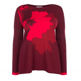 ELENA MIRO RED ABSTRACT PRINT SWEATER - Plus Size Collection