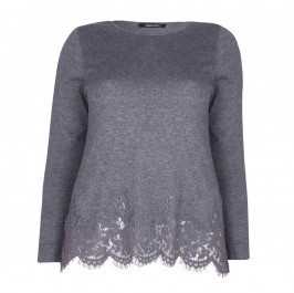 ELENA MIRO GREY SWEATER WITH LACE HEM - Plus Size Collection