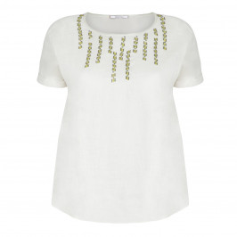 ELENA MIRO EMBELLISHED LINEN TOP - Plus Size Collection