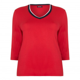 ELENA MIRO red v-neck contrast edge TOP - Plus Size Collection