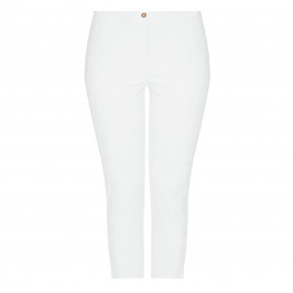 ELENA MIRO COTTON STRETCH CROPPED TROUSER WHITE - Plus Size Collection