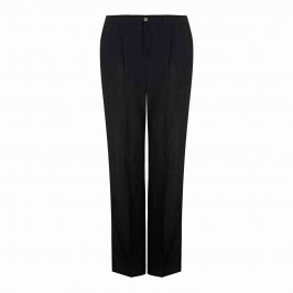 ELENA MIRO LINEN VISCOSE BLEND TROUSERS BLACK - Plus Size Collection