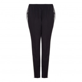 ELENA MIRO black pull-on TROUSERS with white side stripe - Plus Size Collection