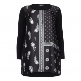 ELENA MIRO SCARF PRINT BLACK TUNIC - Plus Size Collection