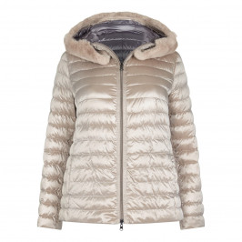 ELENA MIRO REVERSIBLE WHITE LABEL PUFFA COAT WITH FUR HOOD