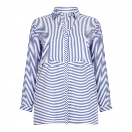 ELENA MIRO blue stripe silky SHIRT - Plus Size Collection