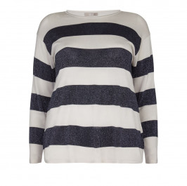 ELENA MIRO navy striped lurex SWEATER - Plus Size Collection