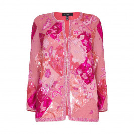 BEIGE PINK SILK BEADED AND SEQUINNED JACKET - Plus Size Collection