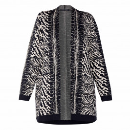 FABER ZEBRA INTARSIA KNITTED CARDIGAN BLACK  - Plus Size Collection