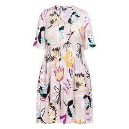 Faber Satin Viscose Floral Dress Beige  - Plus Size Collection