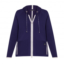 FABER KNITTED ZIP HOODY NAVY AND WHITE  - Plus Size Collection