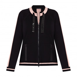 FABER KNITTED JACKET BLACK WITH PINK STRIPE - Plus Size Collection