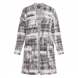 Faber Merino Blend Cardigan Black and White  - Plus Size Collection