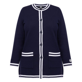 Faber Long Knitted Jacket Navy - Plus Size Collection