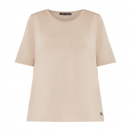 Faber Camel Knitted Short Sleeve Knitted Top  - Plus Size Collection