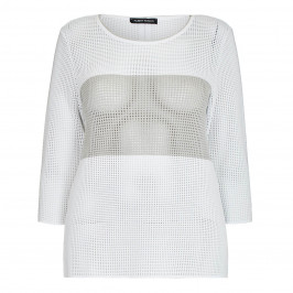FABER CROCHET SWEATER WHITE WITH SILVER BAND - Plus Size Collection