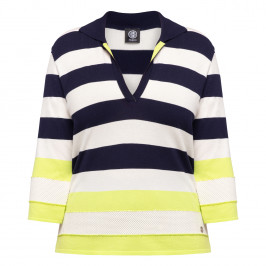 Faber Bold Stripe Collared Sweater Lime and Navy - Plus Size Collection
