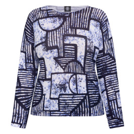Faber Sweater Abstract Navy And Indigo  - Plus Size Collection