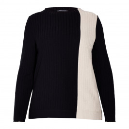 FABER VERTICAL RIB SWEATER BLACK AND VANILLA - Plus Size Collection