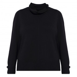 FABER POLO NECK SWEATER BUTTON SLEEVE BLACK - Plus Size Collection