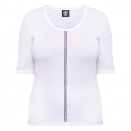 Faber Cotton Blend Embellished T-Shirt White  - Plus Size Collection