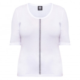 Faber Cotton Blend Embellished T-Shirt White  - Plus Size Collection