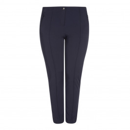 FABER FRONT FASTEN STRETCH JERSEY TROUSER NAVY - Plus Size Collection