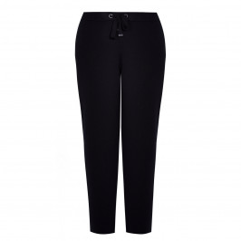 FABER STRETCH JERSEY DRAWSTRING WAIST TROUSERS BLACK - Plus Size Collection