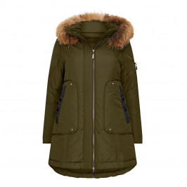 FRANDSEN KHAKI PUFFER FUR TRIM HOOD - Plus Size Collection