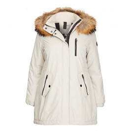 FRANDSEN WHITE PUFFER FUR TRIM HOOD - Plus Size Collection