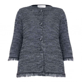 GAIA grey mélange fringe hem knitted jacket - Plus Size Collection