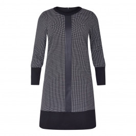 GAIA HOUNDSTOOTH DRESS WITH FAUX-LEATHER FRONT SEAM - Plus Size Collection
