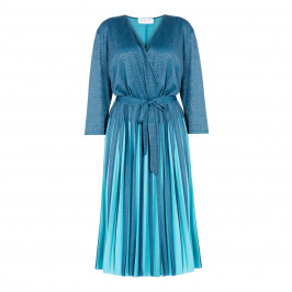 GAIA LUREX PLEATED WRAP DRESS TEAL - Plus Size Collection