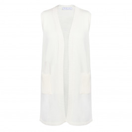 Gaia Life Knitted Long Gilet White  - Plus Size Collection