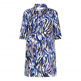 GAIA LONG LINE PAINT-STROKE PRINT SHIRT  - Plus Size Collection