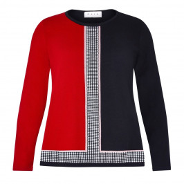 GAIA JACQUARD SWEATER RED AND BLACK - Plus Size Collection