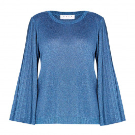 GAIA LUREX SWEATER PLEATED SLEEVE TEAL  - Plus Size Collection