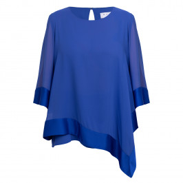 Gaia Satin Trim Tunic Cobalt Blue  - Plus Size Collection