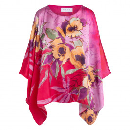 Gaia Satin Floral Tunic Fuchsia - Plus Size Collection