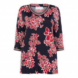 GAIA NAVY FLORAL PRINT TUNIC - Plus Size Collection