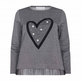 GAIA GREY TUNIC WITH LARGE EMBELLISHED HEART EMBLEM - Plus Size Collection