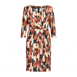 GEORGEDÉ BRUSH STROKE JERSEY DRESS BROWN - Plus Size Collection