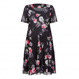 GEORGEDÉ black rose print chiffon DRESS - Plus Size Collection