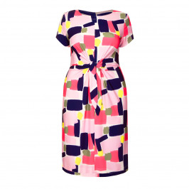 GEORGEDÉ TIE FRONT DRESS PRINT PINK - Plus Size Collection